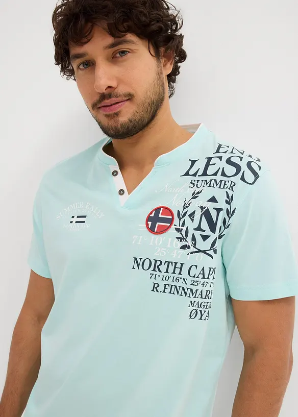 Henleyshirt, Kurzarm aus reiner Bio-Baumwolle, bonprix