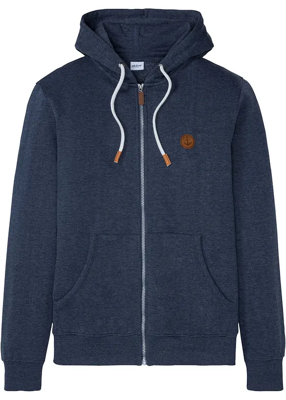 Sweat zipp&eacute; &agrave; capuche et d&eacute;tails enduits, bonprix
