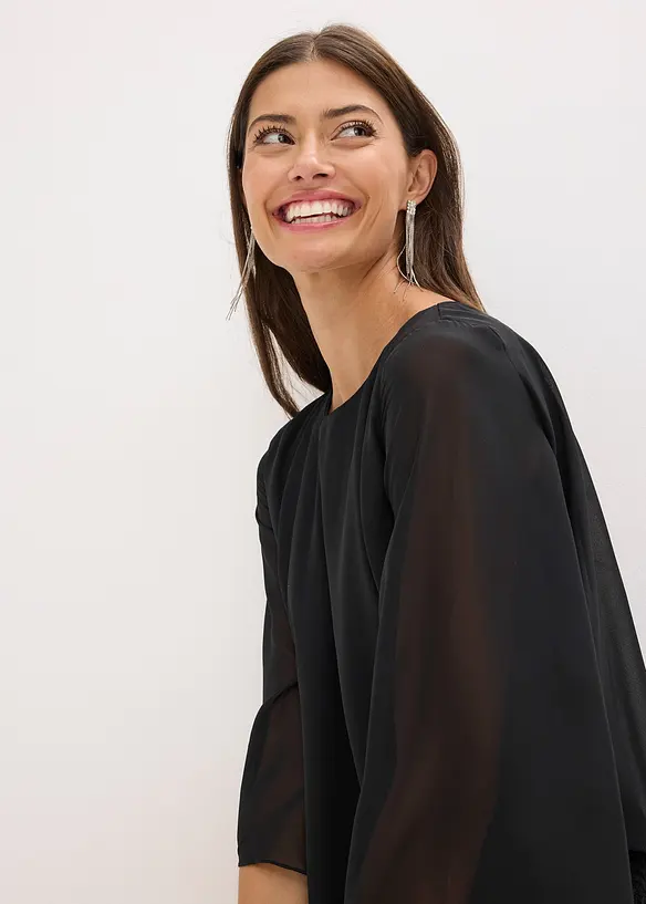 Robe courte en dentelle avec drapé en mousseline, bonprix