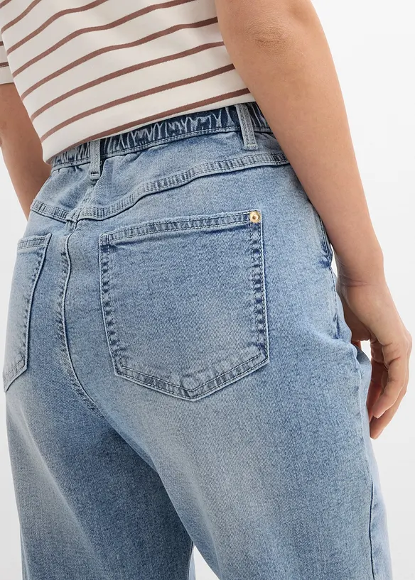 Mom Jeans High Waist, Low Stretch cropped, bonprix