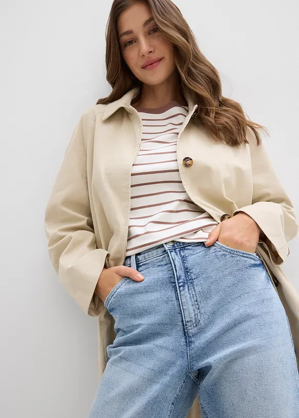 Mom Jeans High Waist, Low Stretch cropped, bonprix