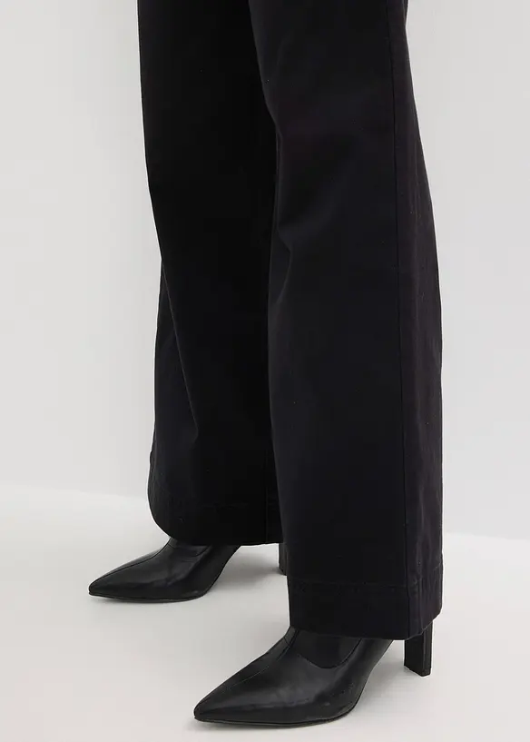 Pantalon large &agrave; pinces avec taille &eacute;lastiqu&eacute;e, bonprix