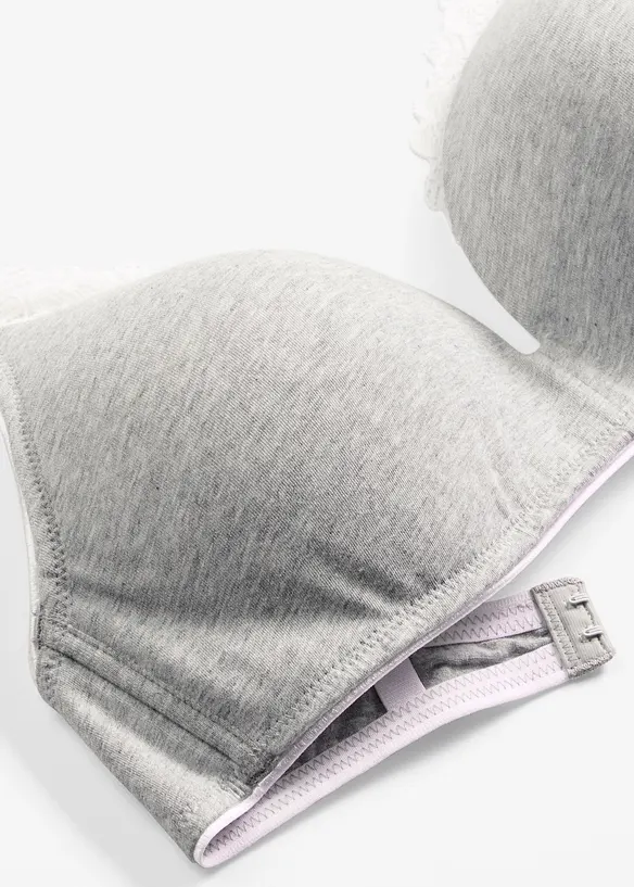 Schalen-BH ohne B&uuml;gel mit ​Baumwolle und Spitze, bonprix