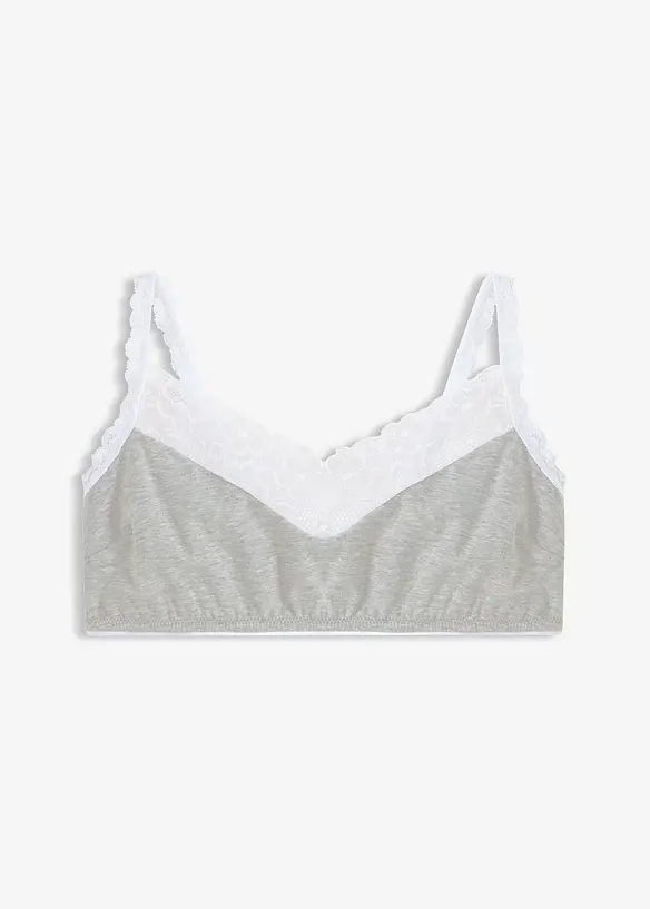 Soutien-gorge bralette sans armatures, coton et dentelle, bonprix