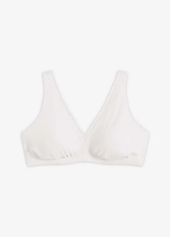 Soutien-gorge bralette rembourr&eacute; sans armatures, coton et dentelle, bonprix