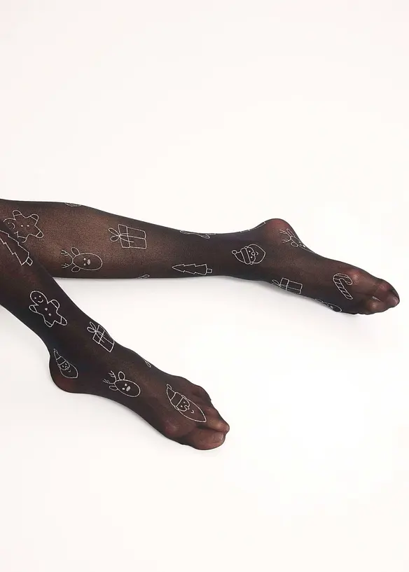 Collant &agrave; imprim&eacute; de No&euml;l brillant, bonprix