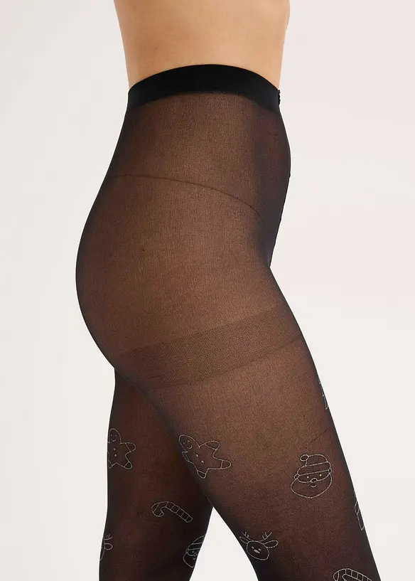 Collant &agrave; imprim&eacute; de No&euml;l brillant, bonprix