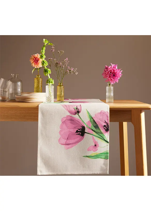 Chemin de table &agrave; imprim&eacute; tulipes, bonprix
