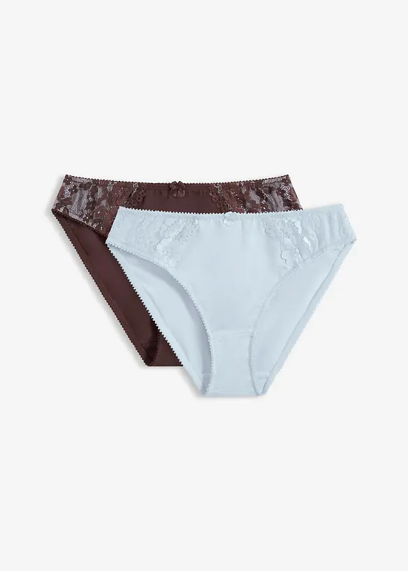 Slip mit zarter Spitze (2er Pack), bonprix
