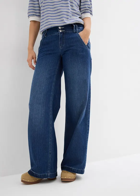 Wide-Leg-Jeans Mid Waist, Super Soft, bonprix