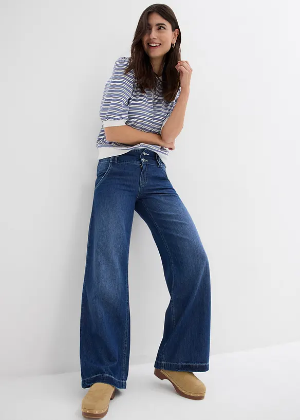 Wide-Leg-Jeans Mid Waist, Super Soft, bonprix