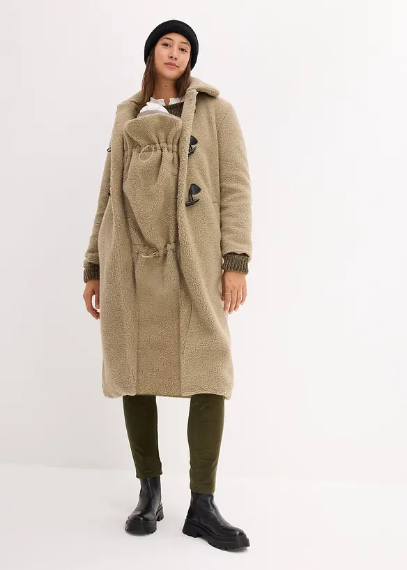 3-in-1 Umstandsmantel mit Trageeinsatz aus Teddyfleece, bonprix
