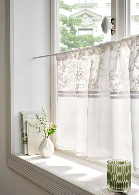 Scheibengardine aus Bio Baumwolle mit Stickerei, bonprix