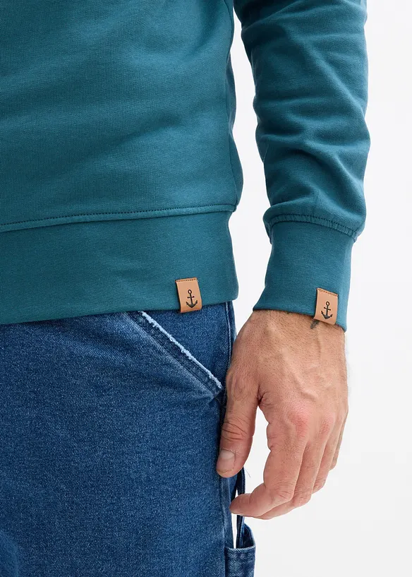 Sweatshirt mit Schalkragen aus reiner Bio-Baumwolle, bonprix