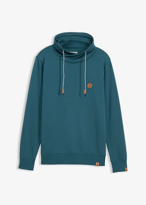 Sweatshirt mit Schalkragen aus reiner Bio-Baumwolle, bonprix