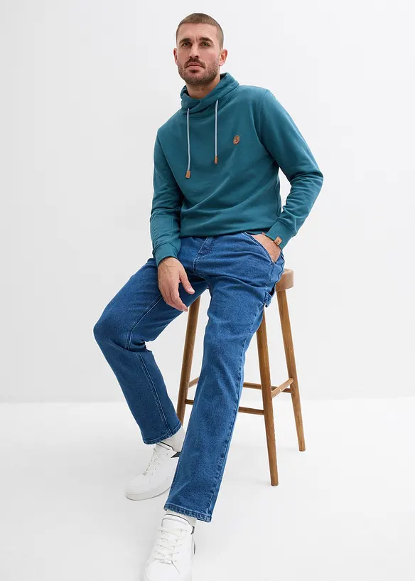 Sweatshirt mit Schalkragen aus reiner Bio-Baumwolle, bonprix