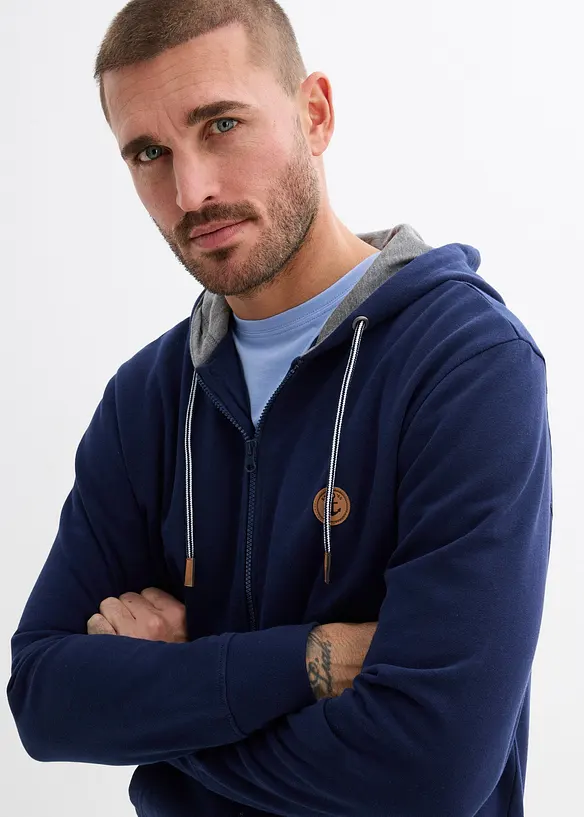 Kapuzen-Sweatjacke aus reiner Bio-Baumwolle, bonprix