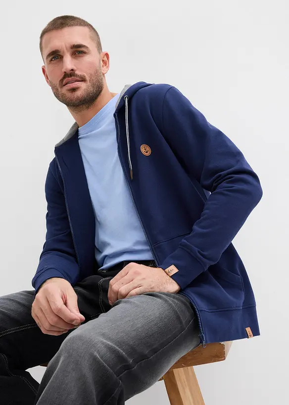Kapuzen-Sweatjacke aus reiner Bio-Baumwolle, bonprix