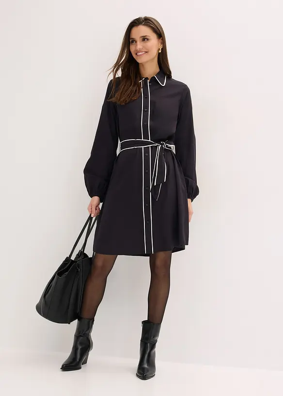 Hemdblusenkleid aus reiner Viskose, bonprix