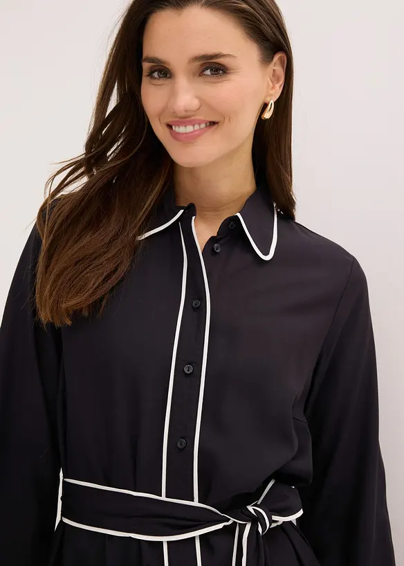 Hemdblusenkleid aus reiner Viskose, bonprix