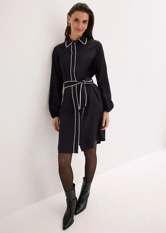 Hemdblusenkleid aus reiner Viskose, bonprix