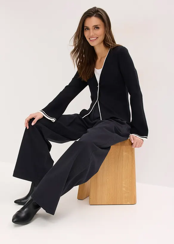 Ripp-Strickjacke aus Viskose-Mix, bonprix