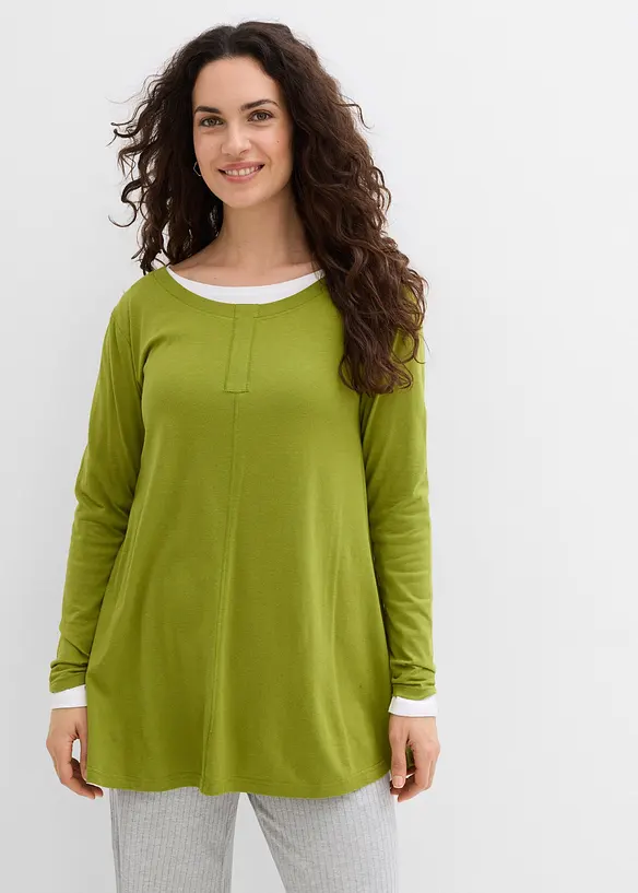 T-shirt manches longues en coton et viscose, bonprix