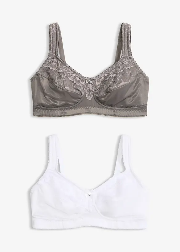 Entlastungs-BH ohne B&uuml;gel mit gepolsterten Tr&auml;gern (2er Pack), bonprix