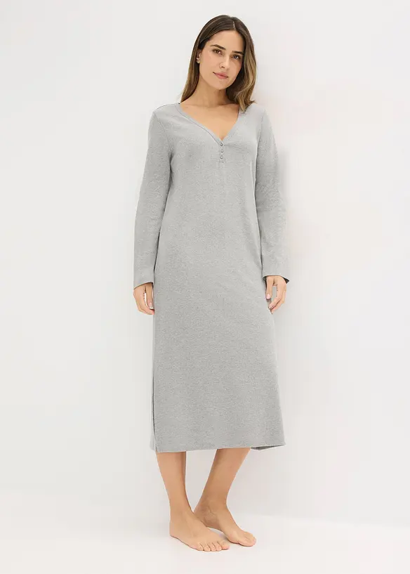 Chemise de nuit en mati&egrave;re c&ocirc;tel&eacute;e avec boutons, bonprix