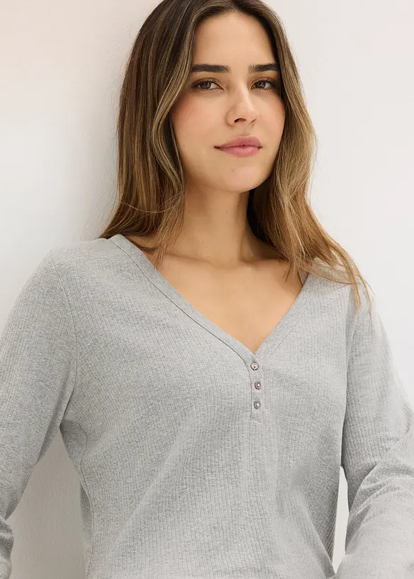 Chemise de nuit en mati&egrave;re c&ocirc;tel&eacute;e avec boutons, bonprix