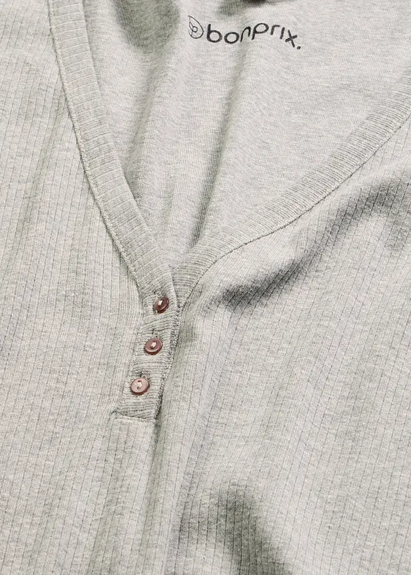 Chemise de nuit en mati&egrave;re c&ocirc;tel&eacute;e avec boutons, bonprix