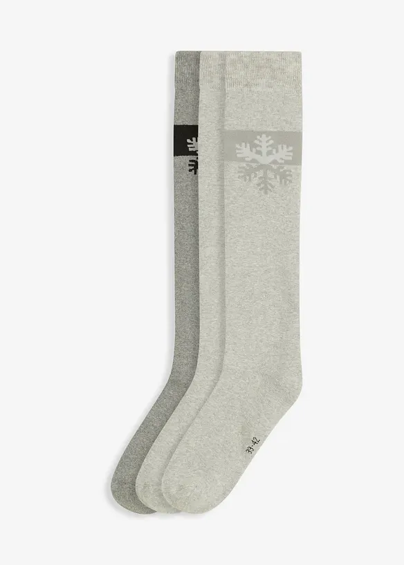 3 paires de chaussettes hautes thermiques avec int&eacute;rieur &eacute;ponge doux, coton majoritaire, bonprix