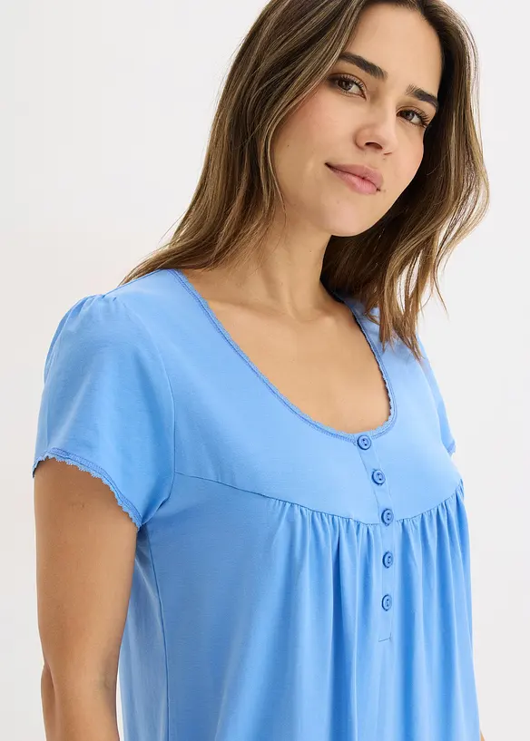 Chemise de nuit d&rsquo;allaitement coton et dentelle, bonprix