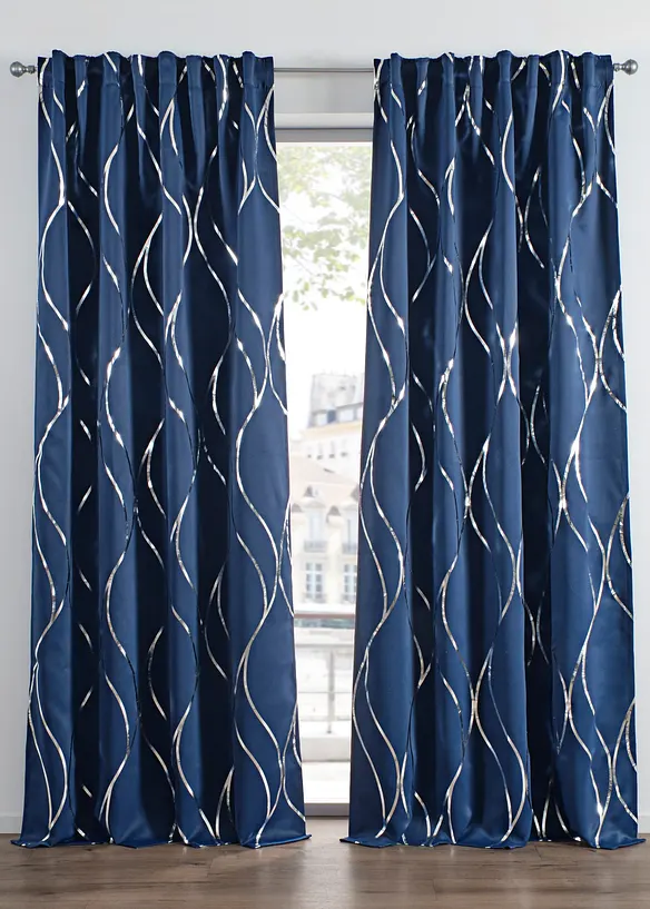 Abdunkelnder Vorhang mit Glanz Druck (1er Pack), bonprix
