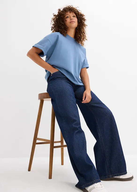 T-shirt court et oversize en pur coton &eacute;pais, bonprix