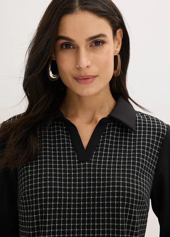 Jacquard Kleid mit Kontrastkragen, bonprix