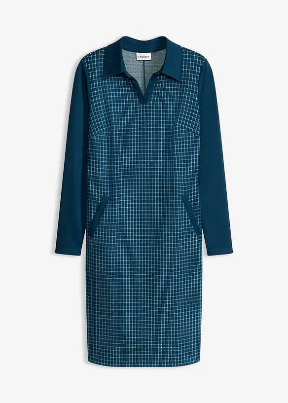 Jacquard Kleid mit Kontrastkragen, bonprix