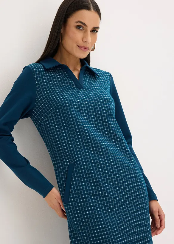 Jacquard Kleid mit Kontrastkragen, bonprix