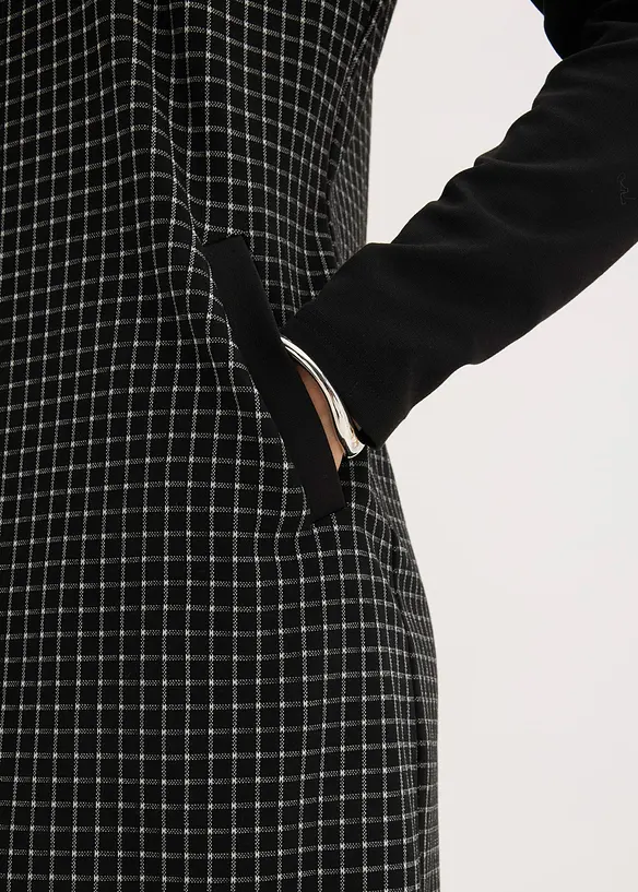 Jacquard Kleid mit Kontrastkragen, bonprix