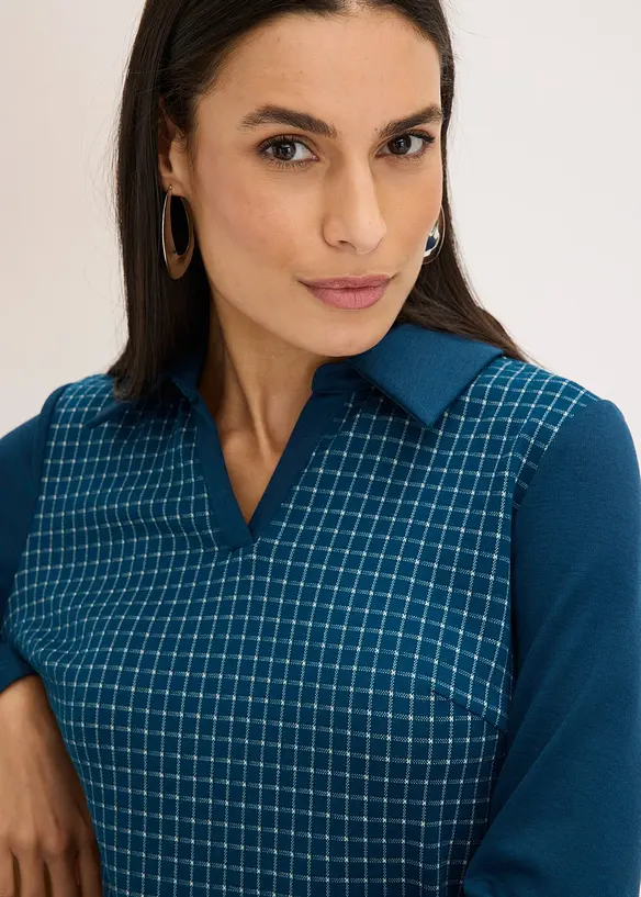 Jacquard Kleid mit Kontrastkragen, bonprix