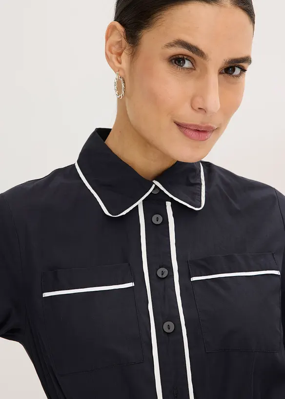 Hemdblusenkleid aus Baumwoll-Popeline mit b&uuml;gelfreier Ausr&uuml;stung, bonprix