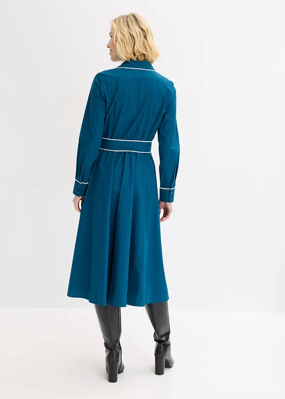 Hemdblusenkleid aus Baumwoll-Popeline mit b&uuml;gelfreier Ausr&uuml;stung, bonprix