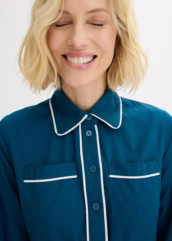 Hemdblusenkleid aus Baumwoll-Popeline mit b&uuml;gelfreier Ausr&uuml;stung, bonprix