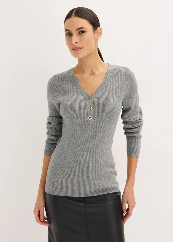 Pull c&ocirc;tel&eacute; en viscose m&eacute;lang&eacute;e, bonprix
