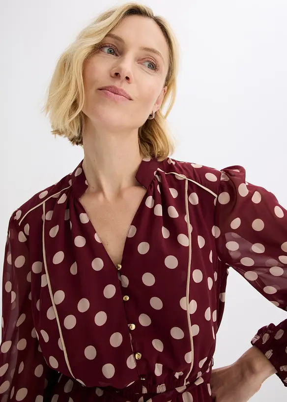 Robe en mousseline &agrave; passepoils contrastants, bonprix