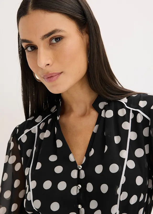 Chiffonkleid mit Kontrast-Pipings, bonprix