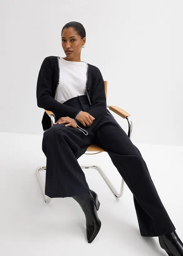 Pantalon ample &agrave; taille haute, bonprix