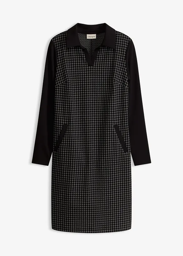 Jacquard Kleid mit Kontrastkragen, bonprix