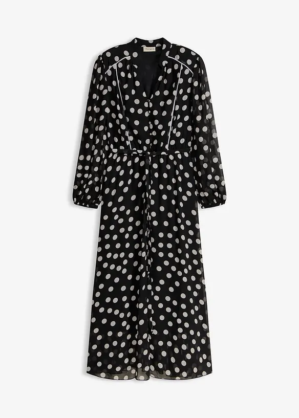 Chiffonkleid mit Kontrast-Pipings, bonprix