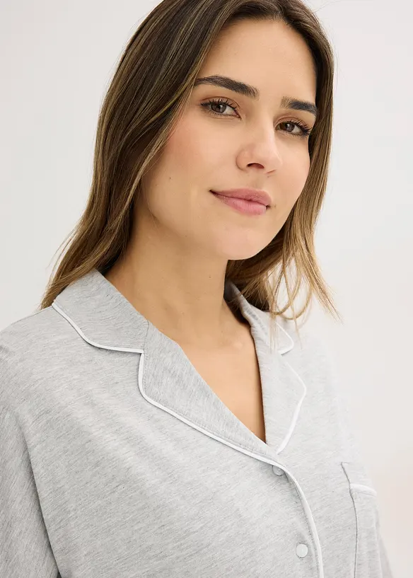 Pyjama mit Viskose und Knopfleiste, bonprix